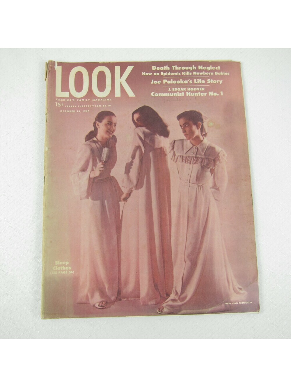 Vintage LOOK Magazine October 1947 Joe Palooka, J Edgar Hoover, Rosalind Russell